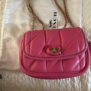 Pink COACH Madison 18 Quilted Leather Pillow Shoulder Bag